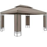 CASARIA Carpa Gazebo Cenador de Jardín Topo 3x4m PA Resistente Intemperie Estructura Acero pulverizado