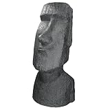 ECD Germany Estatua de la Cabeza de Moai Rapa Nui Tiki 56cm Altura, Hecha de Resina de Piedra Fundida Antracita Figura de la Isla de Pascua Resistente a la Intemperie Decorativa para el Hogar y Jardín