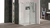 Mampara de ducha puerta abatible para acoplar a panel fijo con cristal transparente templado de seguridad de 6mm modelo Bricodomo Cadiz ANCHO 40