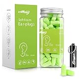 Hyoptenus 60 pares de tapones para los oídos de espuma suave con funda de transporte de aluminio, 35 dB SNR, reducción de ruido, protección auditiva, dormir, trabajo, viajes, verde …