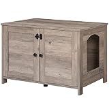 HOOBRO Casa para Gatos, Baño para Gatos con Dos Puertas y Estante Ajustable, Cajón de Arena, Amplia Entrada, Resistente Construcción, para Sala de Estar, Dormitorio, Entrada, Pasillo EBG03MW01