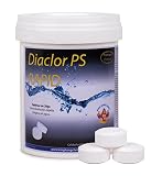 Cloro Rápido Piscinas Pequeñas - DIACLOR PS RAPID 1 KG - 50 Pastillas de Cloro Rápido (20 gr) - Tratamiento de choque - ESPECIAL PISCINAS PEQUEÑAS - SIN COBRE - NUEVA FÓRMULA 100% SEGURA