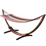 Outsunny Hamaca Tumbona 325x118x120cm Playa Camping Marco Madera Carga MAX. 120kg Rojo