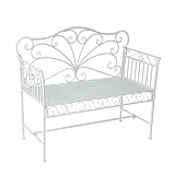 Outsunny Banco de Jardín de 2 Plazas 113,5x50x93,5 cm Banco de Terraza de Metal con Respaldo Decorativo y Reposabrazos Vintage para Exterior Carga 200 kg Crema