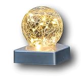 Lámpara LED solar para vallas, lámpara esférica de cristal roto para iluminación de caminos, jardín, vallas, postes, lámpara para iluminación exterior (10 LED)