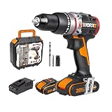 Taladro Percutor Brushless Slammer Drill, 20V 2.0Ah, 2 baterías, WX354 potente percusión de impacto para taladrar hormigón convencional