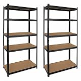 Pack 2 Estanterías Modulares Negras con 5 Baldas Ajustables | GH91 | Estantería Uso Profesional o Doméstico | Dimensiones 180x90x40cm | Aguanta hasta 875 Kg | Garantía 2 Años