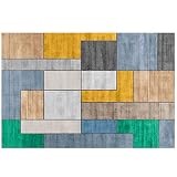 Alfombra Pelo Corto Almohadillas para Sala de Estar, Dormitorio Cocina Habitacion baño lavadero vestidor,celosía geométrica Multicolor,Green,120 x 170 cm