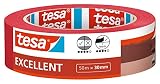 tesa Cinta de Pintar Excellent - Cinta de Carrocero con Soporte de Papel Fino para Enmascarar Trabajos de Pintura en Interiores - Todo tipo de Pinturas y Barnices - 50 m x 30 mm