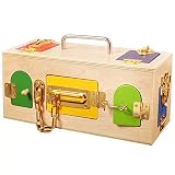 Madera práctica pequeña Caja de Cerradura bebé educación temprana Rompecabezas desbloquear Juguete Herramienta de educación de Inteligencia de jardín de Infantes