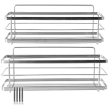 KINCMAX 2x Estanteria Ducha para el Baño - Estantería con Adhesivo sin Taladro para Cocina o Baño - Estante Organizador para el Interior de la Ducha con Ganchos para Accesorios