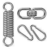 KWOKWEI Muelle oscilante de acero, para hamaca, con 2 mosquetones, hasta 300 kg, columpio con gancho giratorio 360°, muelle para colgar hamaca, saco de boxeo, cama colgante, hamaca de yoga