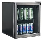 METRO Professional Mini Frigorífico GPC 1046, nevera pequeña con puerta de cristal, 46 L, negro, 0,901 kW/24h, 220-240 V, con estante ajustable para gastronomía, mini bar, restaurant, tiendas