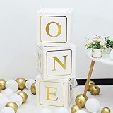 Primer Cumpleaños Fiesta Cajas Decoración para Niños Niñas, First One Globos Cajas con Una Letra para Dorado Baby Shower, Bebé Primer Cumpleaños Decoración Fondo, 1 Año Edad Fiesta Suministros