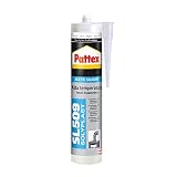 Pattex SL 509 Alta Temperatura Sellador de silicona acética, sellador de silicona negra resistente a altas temperaturas, silicona para aluminio y vidrio, 1 x 300 ml