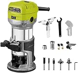Dewinner Fresadora de Madera Rebajadora Eléctrica 710W 13000-33000RPM, Grabado Fresa Para Biselar,3 Alicates de 1/4'' , 6 mm y 8 mm, 6 Velocidades Variables, Profesión de Laminadora Fresa con Rodam