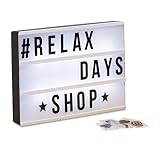 Relaxdays Caja de luz led con 85 letras y símbolos, Blanco y Negro, 22 x 30 x 4,3 cm