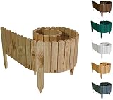 Floranica Rollborder | Valla de Madera Flexible 203cm | Altura: 20cm | No tratado | Pino | Bordes de parterres, césped | Empalizadas | Vallas para parterres, huertos, Caminos | Bordura Fija