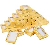NBEADS Cajas de Presentación de Regalo de 24 Pieza con Relleno Interior, Rectángulo de Color Dorado Regalos de San Valentín Paquetes de Cartón Conjunto de Joyas Cajas， 9x6.5x2.8 cm