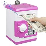 PowerKing Hucha, Caja de Ahorro Segura de Hucha de cajero automático de Dibujos Animados electrónica - Caja de Monedas de contraseña de Ahorro de Dinero del Banco de Dinero para niños (ATM Blanco)