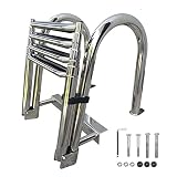 Escaleras Barcos Plegables Escaleras para barcos 4 pasos Plegable con asas, Escaleras para barcos para las personas mayores, Acero inoxidable Plegable Escalera de piscina para Piscinas Pontones Muelle