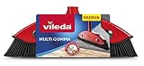 Vileda Escoba multigoma para Interior y Exterior, Duradera, de Goma y Caucho, Apta para Pelo de Animal y Cabello, Rojo/Negro, 34 x 13,5 x 4 cm