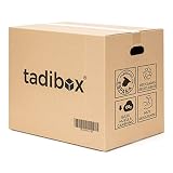 Tadibox XL - 6 Cajas de cartón para mudanza y almacenaje grandes con asas - Fabricadas en España - 55x35x40cm - Resistente con canal doble - Eco box