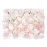 Shiwaki Paneles de Flores Flores Artificiales Pantalla de Pared Telón de Fondo Floral romántico Seto Decoración del hogar Fondo del Banquete de Boda (Rosa densa y Rosa Blanca)