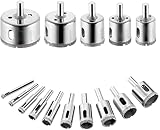 ZFYQ Broca Diamante, 15 Pcs Juego de Taladro Diamante, Acero al Carbono, Perforar en Vidrio, Cerámica, Porcelana, Azulejo, Mármol, 6/8/10/12/14/16/18/20/22/25/28/30/35/40/50mm