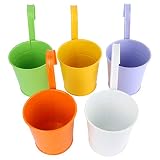 DOITOOL 5 macetas colgantes de metal, hierro y flores, cestas, macetas para balcón, jardín, patio, valla de pared con gancho desmontable color al azar
