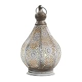 JHY DESIGN Lámpara de mesa 30cm de metal alimentada por batería Estilo Marroquí-árabe Decorativo la mesa lámpara inalámbrica con bombilla de estilo Edison funciona con pilas para Interior y Exterior