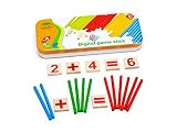 Natureich Montessori Juguete educativo de matemáticas de madera con caja de metal incluida para almacenar Aprendizaje de números con varillas de madera Coloridas