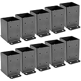VEVOR Base para Postes Cuadrados 16,4 x 9,6 x 14 cm, Anclaje Poste con Diámetro Interno 9,1 x 9,1 cm, Soporte para Postes de Madera Cuadrada, Anclajes Madera, Poste Galvanizado 10 Piezas Color Negro