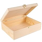 Creative DECO A4 Caja Madera para Decorar | 33,8 x 24,8 x 10 cm (+/- 1 cm) | con Tapa y Cerradura | Documentos Decoración Papeles Cartas Almacenaje Decoupage Herramientas Objetos de Valor Juguetes