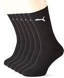 Puma Sport Cush Crew 6P, Calcetines Unisex, Paquete de 6, Negro (Black), EU 43-46