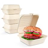 HAAGO 96 Envases de Bagazo para Hamburguesas para Llevar (15cm) - Biodegradables de Caña de Azúcar