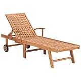 vidaXL Madera Maciza de Teca Tumbona Hamaca Asiento Cama Jardín Patio Terraza Balcón Piscina Salón al Aire Libre Exterior Chaise Lounge Cómodo