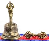 BUDDHAFIGUREN Ghanta - Campana (13 cm de Alto, con dorje y Funda de Brocado)