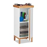 Relaxdays, Blanco, 80 x 35 x 30 cm Armario de pie, Organizador de Joyas o Relojes, Bambú, MDF