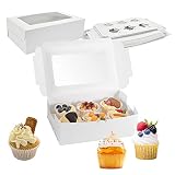 AFASOES 15 Pcs Cajas para 6 Cupcakes con Ventana Cajas para Magdalenas 16cm*24cm Cajas de Carton para Pasteles Cajas Blancas para Mini Cupcakes para Guardar/Transportar Magdalenas Galletas Pastel