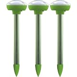 ISOTRONIC Solar Ahuyentador de topos, Efectivas vibraciones por ultrasonido contra ratón, rata, hormiga, topillo, serpiente - Repelente de alta frecuencia para exteriores - Paquete de 3 piezas