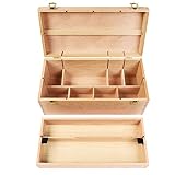 MEEDEN Caja de almacenamiento grande de suministros de arte – Caja de herramientas multifuncional de madera de haya maciza con cajón(es) para pincel de pintura,