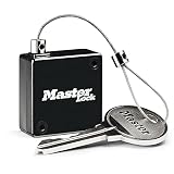 Master Lock 5490EURD Correa de llaves retráctil para cajas de seguridad para llaves Caja fuerte para llaves, Hasta 91 cm de largo, Negro
