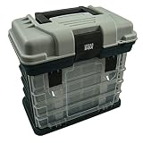 Lunar Box, Estuche de almacenamiento con 4 cajas de bandejas ajustables transparentes extraíbles, caja de aparejos de pesca y organizador de accesorios