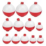 Les-Theresa 12pcs Juego de Bobbers de Pesca Flotadores a presión de ABS Duro Rojo Blanco Flotadores de Pesca Redondos Bobbers