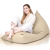 Puff Gigante con Relleno Incluido de Diseño - Puf Salon Moderno XXL Beige - Bean Bag Gamer, Infantiles o Cojin de Suelo Grande para Decoracion Habitacion Juvenil