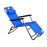 Outsunny Tumbona con Almohada Reclinable y Plegable de Jardín Exterior Piscina Terraza Camping - Color Azul - Tela Oxford y Metal - 153x60x29cm