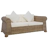 Susany Sofa de Ratan Sofá de 2 Plazas con Cojines Ratán Conjuntos de Muebles de Jardín Natural
