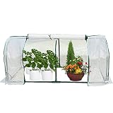 miuline Invernadero portátil de jardín pequeño 120x60x50cm de PVC Transparente con 2 Puertas de obturación de Rodillos para Invernadero de túnel Interior y Exterior para Patio Trasero de jardín(B)