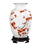 Jarrón de cerámica Blanco Chino Arte hogar florero Decorativo, pájaros y Flores
